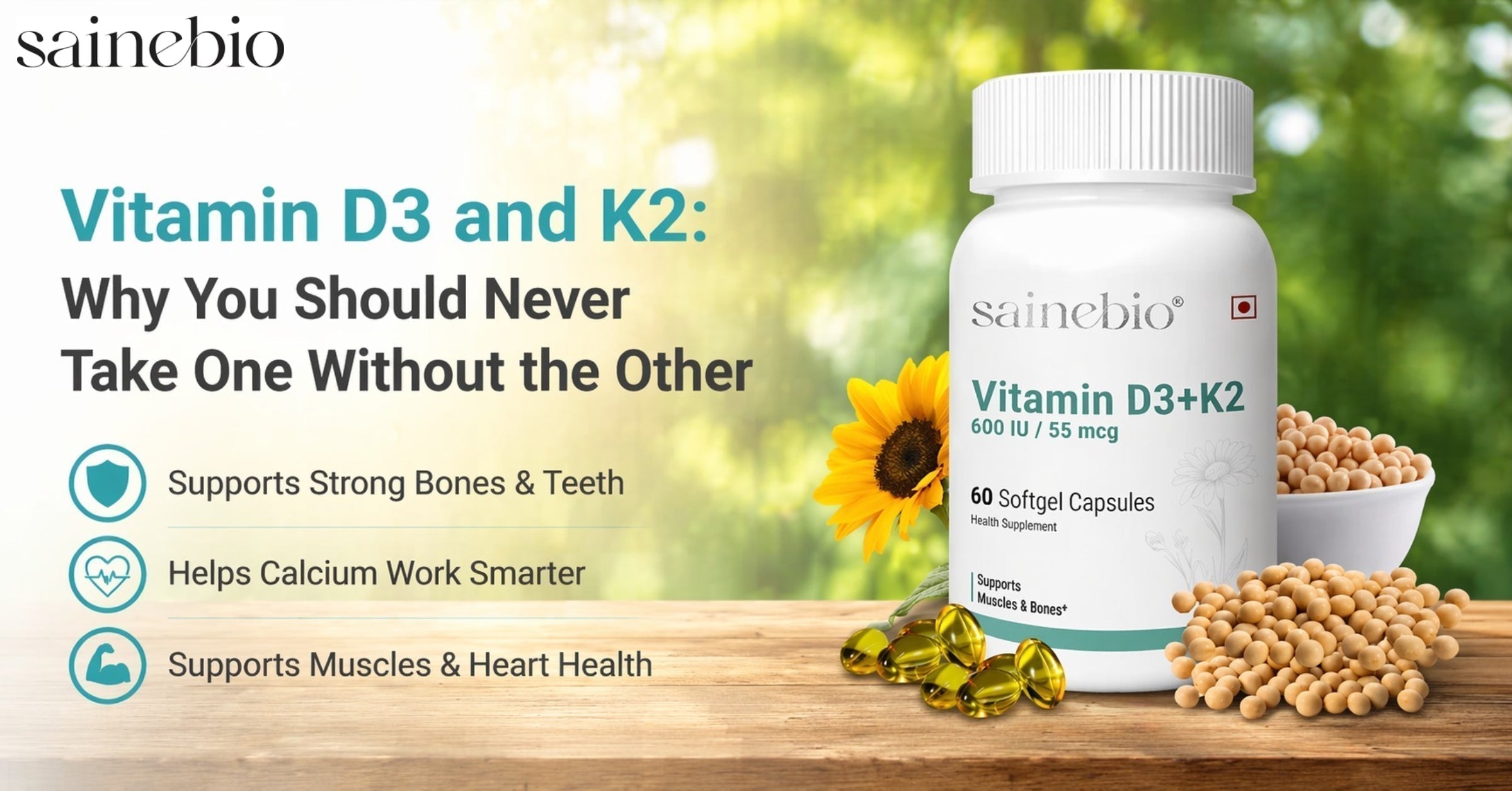Vitamin D3 + K2 High-Absorption Softgels