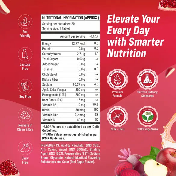 Sainebio Apple Cider Vinegar Effervescent Tablets