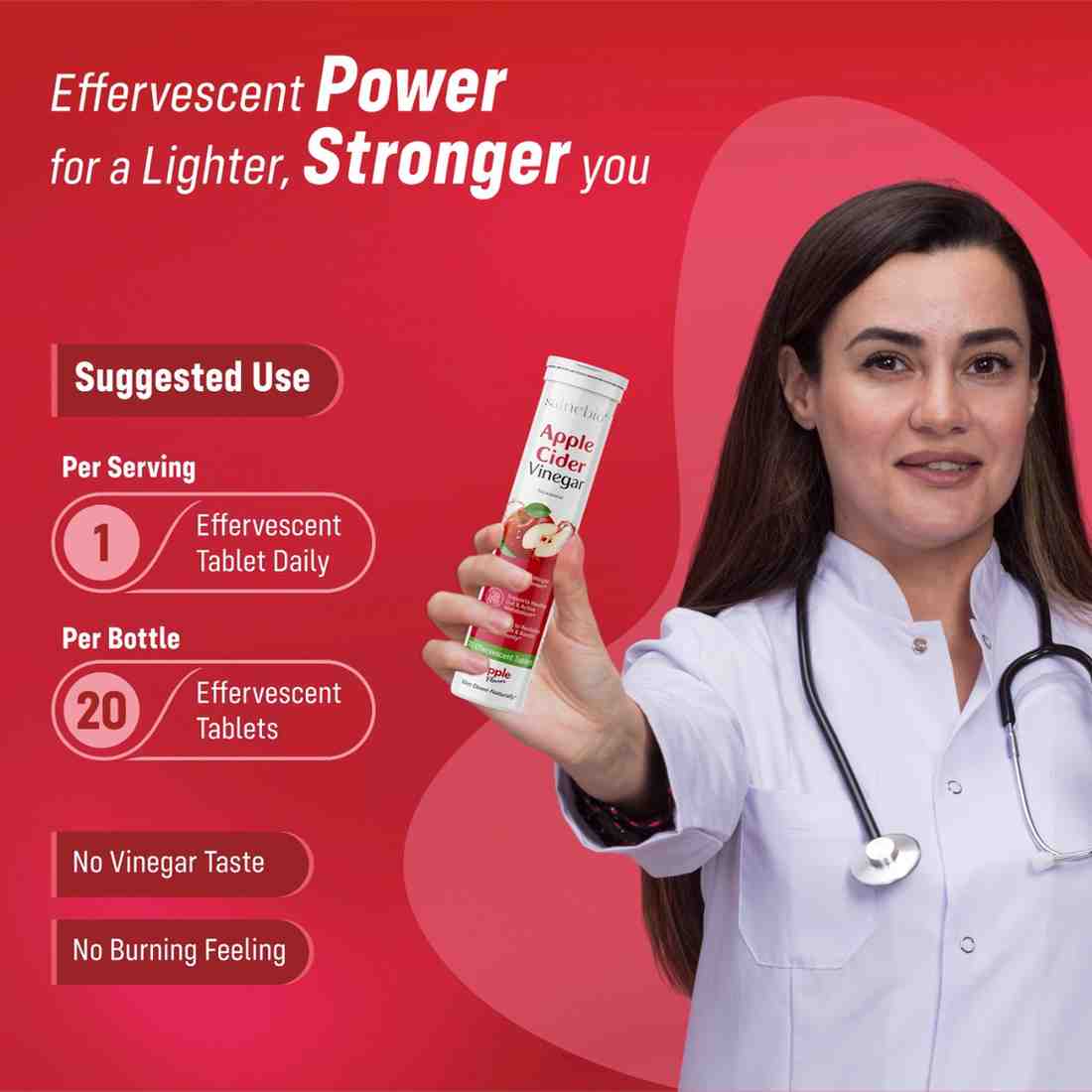 Sainebio Apple Cider Vinegar Effervescent Tablets