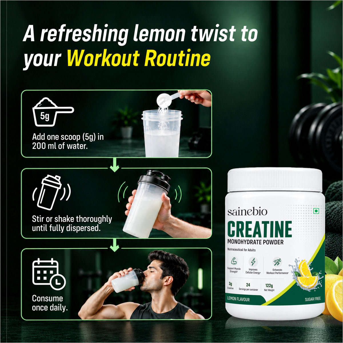 Sainebio Creatine Monohydrate Powder