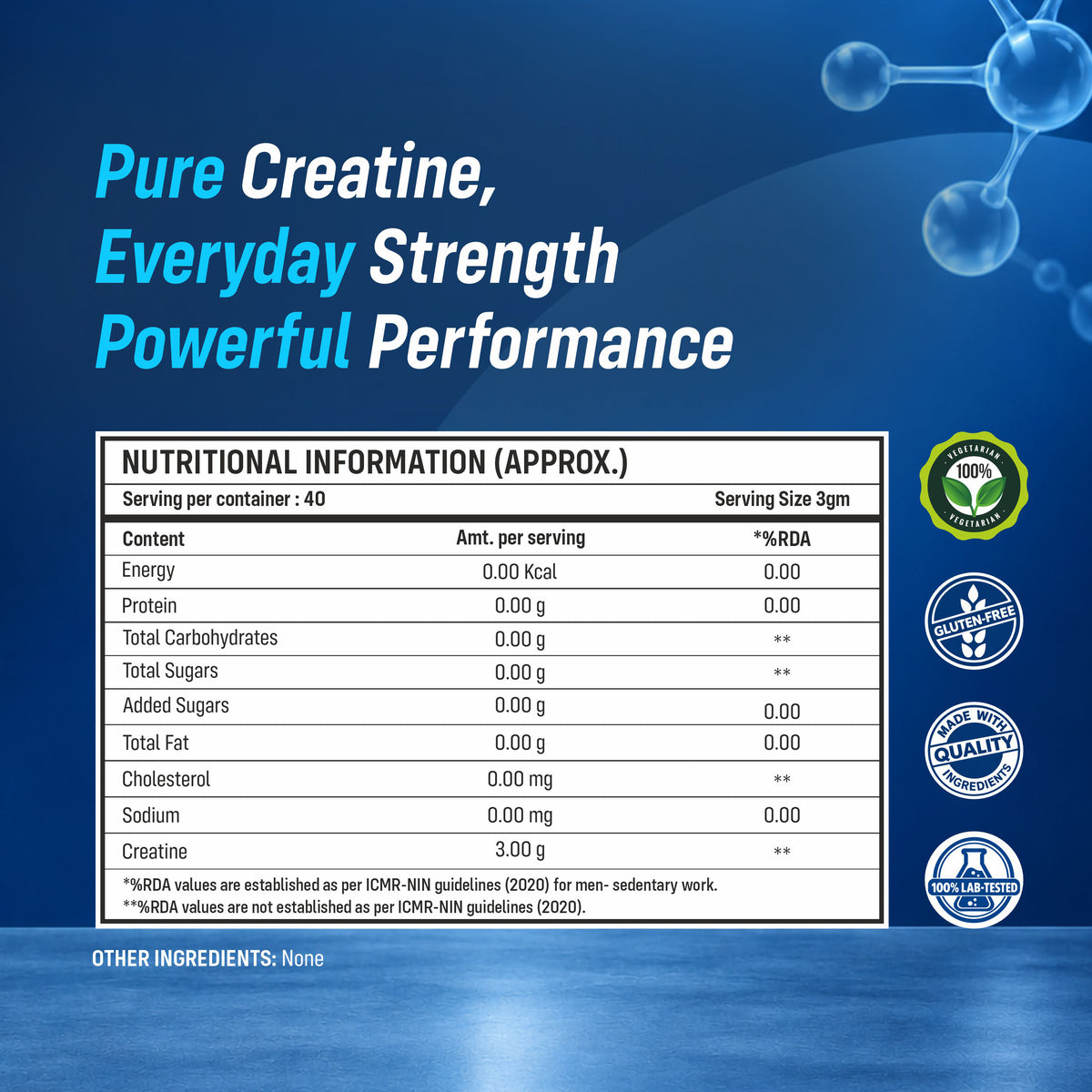 Sainebio Creatine Monohydrate Powder Unflavour