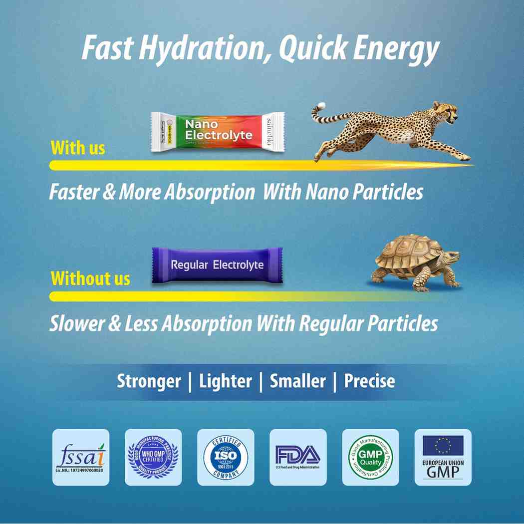 Sainebio Nano Electrolyte Powder Mix flavor | 18 Sachets| Potassium, Vitamin C, B-Complex | Hydration, Energy, Recovery & Immunity Support (6 Sachet, Strawberry, 6 Sachet Tangy oragne, 6 Sachet Lemon Lime)