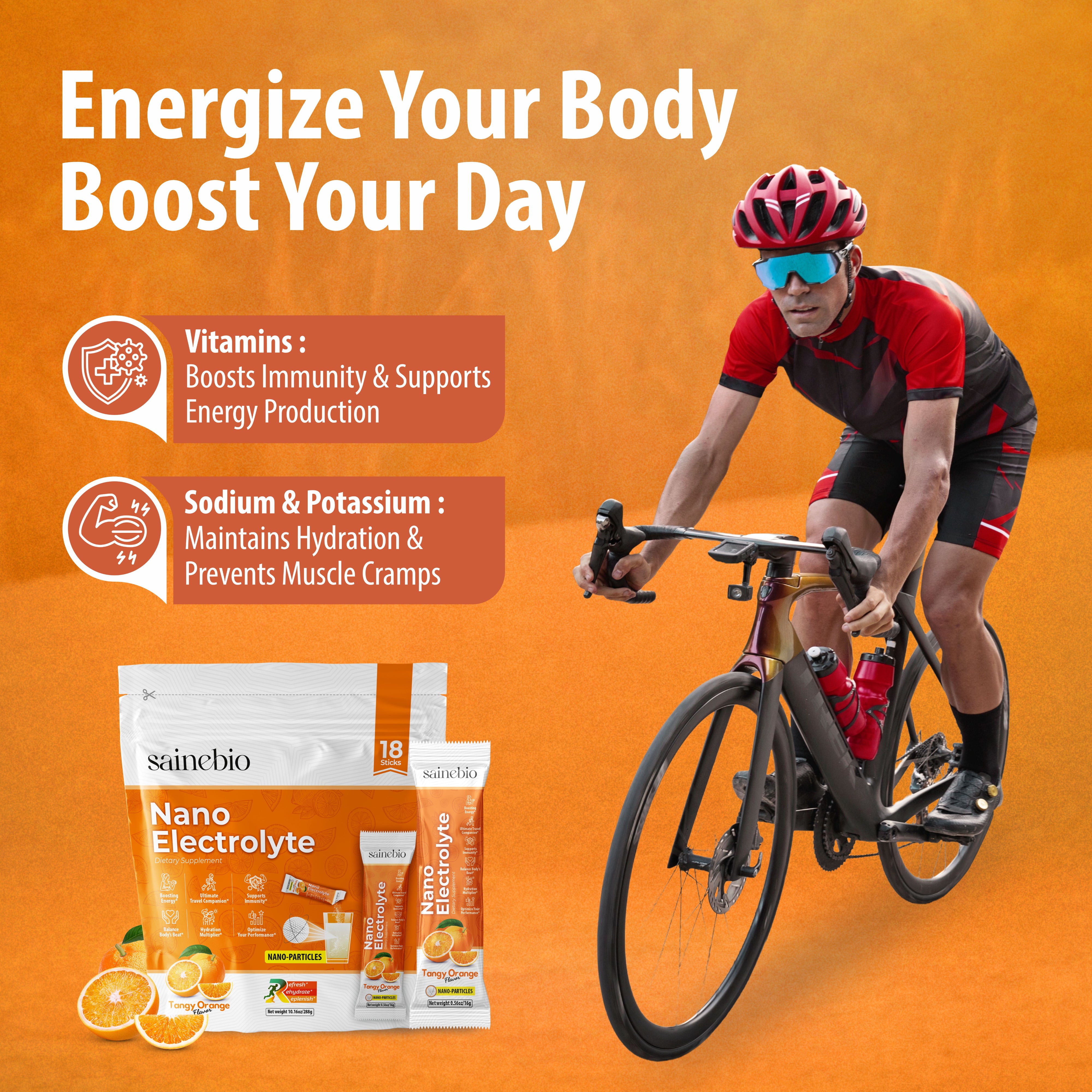 Sainebio Nano Electrolyte Powder Tangy Orange Flavour