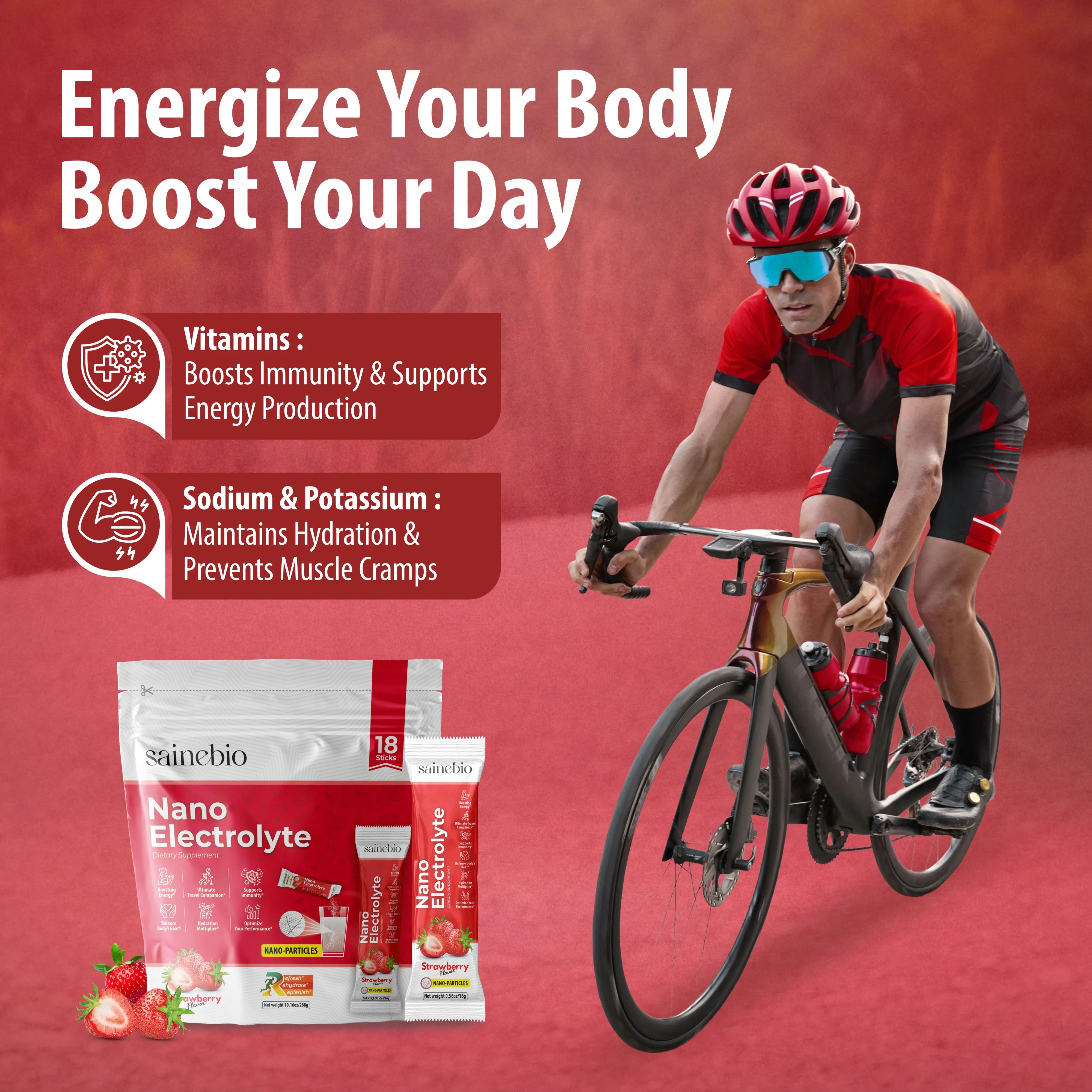 Sainebio Nano Electrolyte Powder Strawberry Flavour