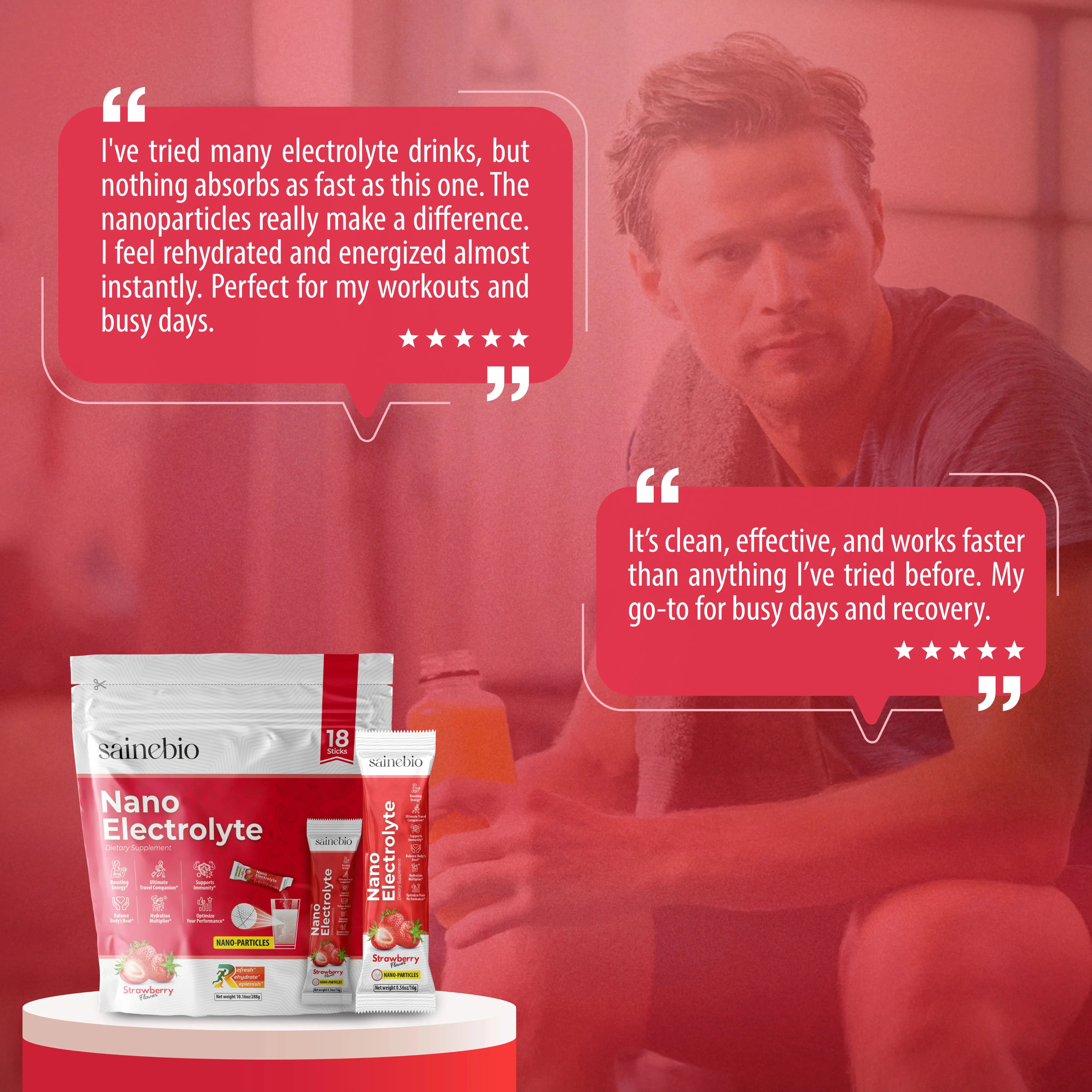 Sainebio Nano Electrolyte Powder Strawberry Flavour