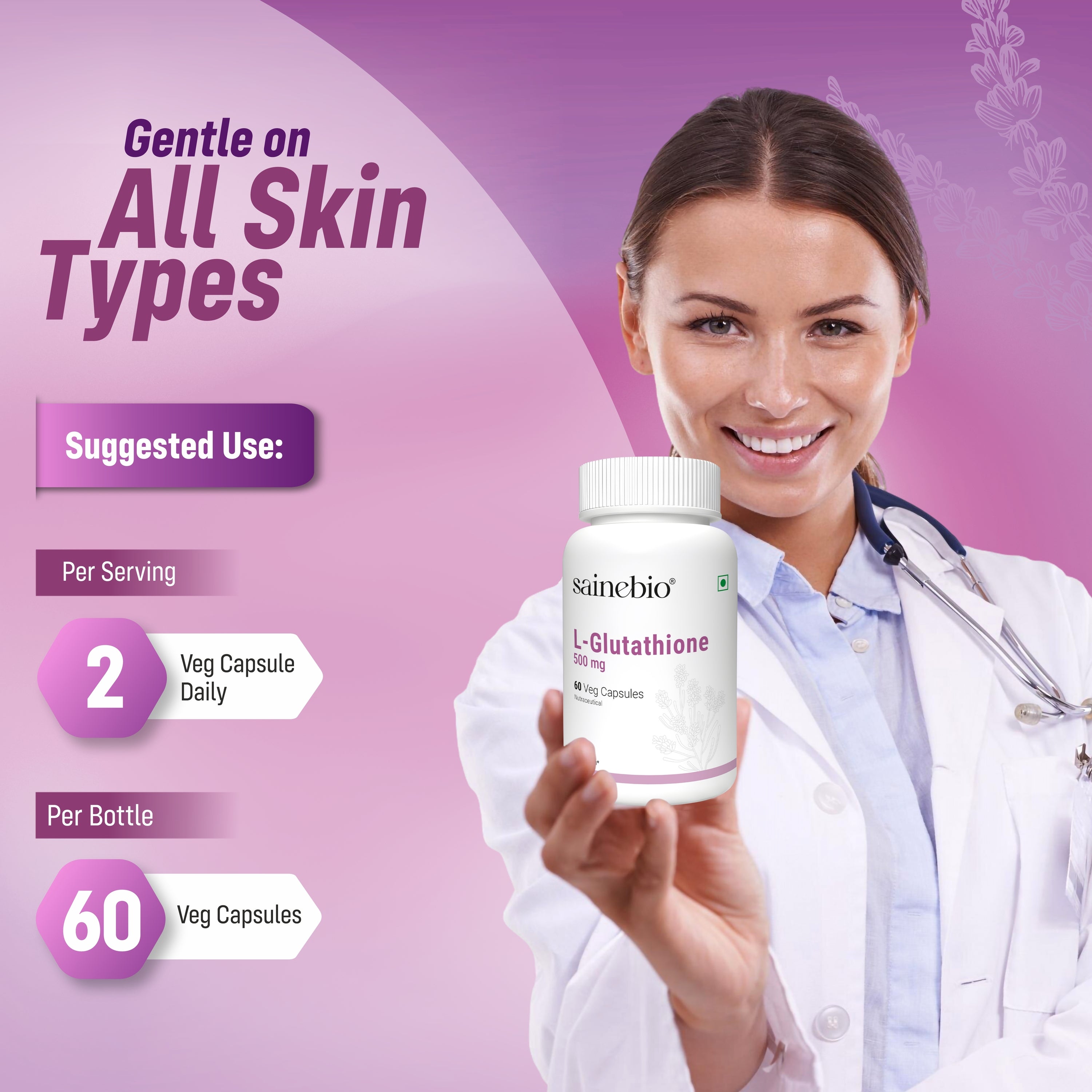 Sainebio L-Glutathione 500 mg – 60 Capsules