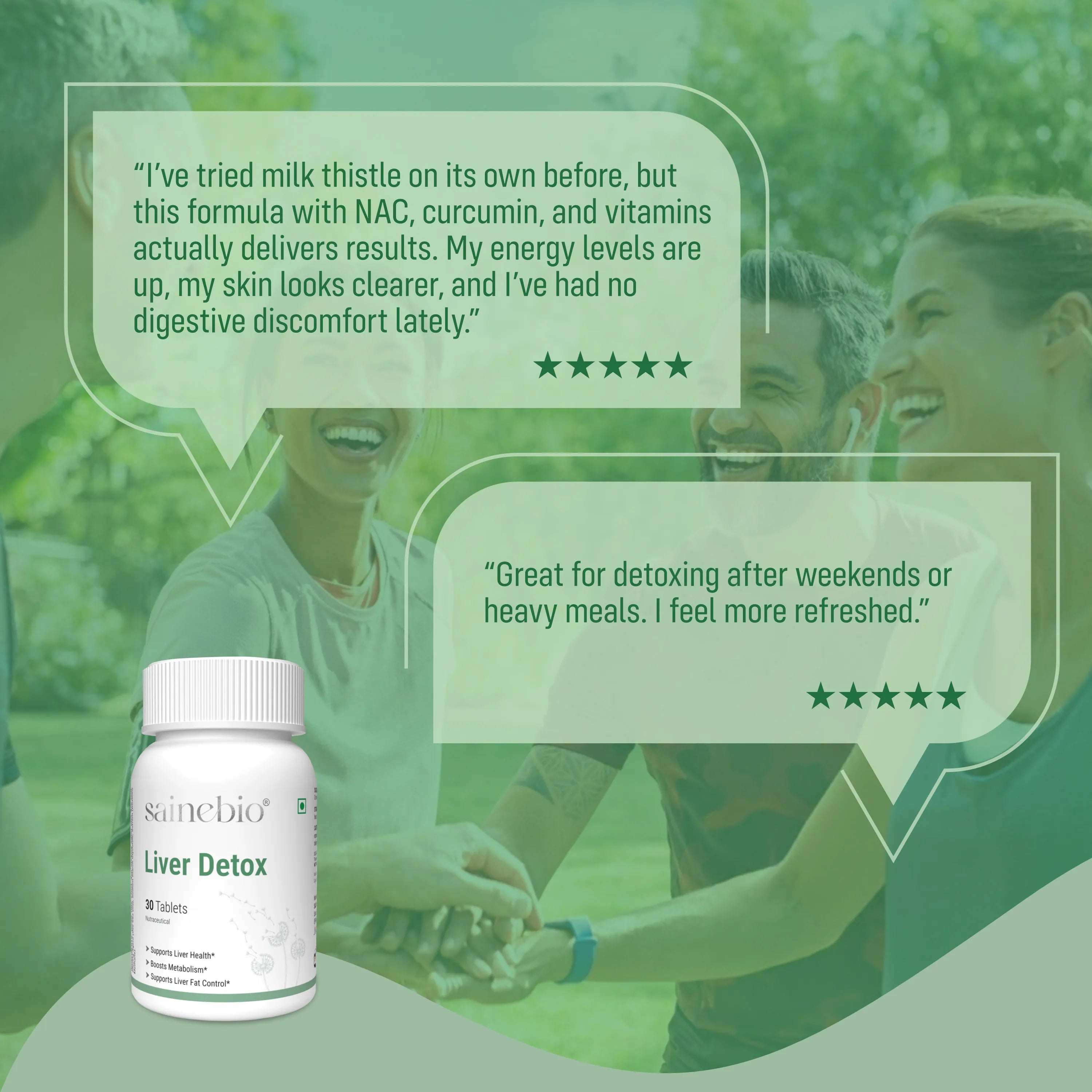 Sainebio Liver Detox Tablets | Supports Fatty Liver & Boosts Energy | With Silymarin, N-Acetyl Cysteine, Dandelion, Beet Root, Vitamin C & B-Complex | Daily Liver Care & Detox | 30 Tablets - Pack of 1