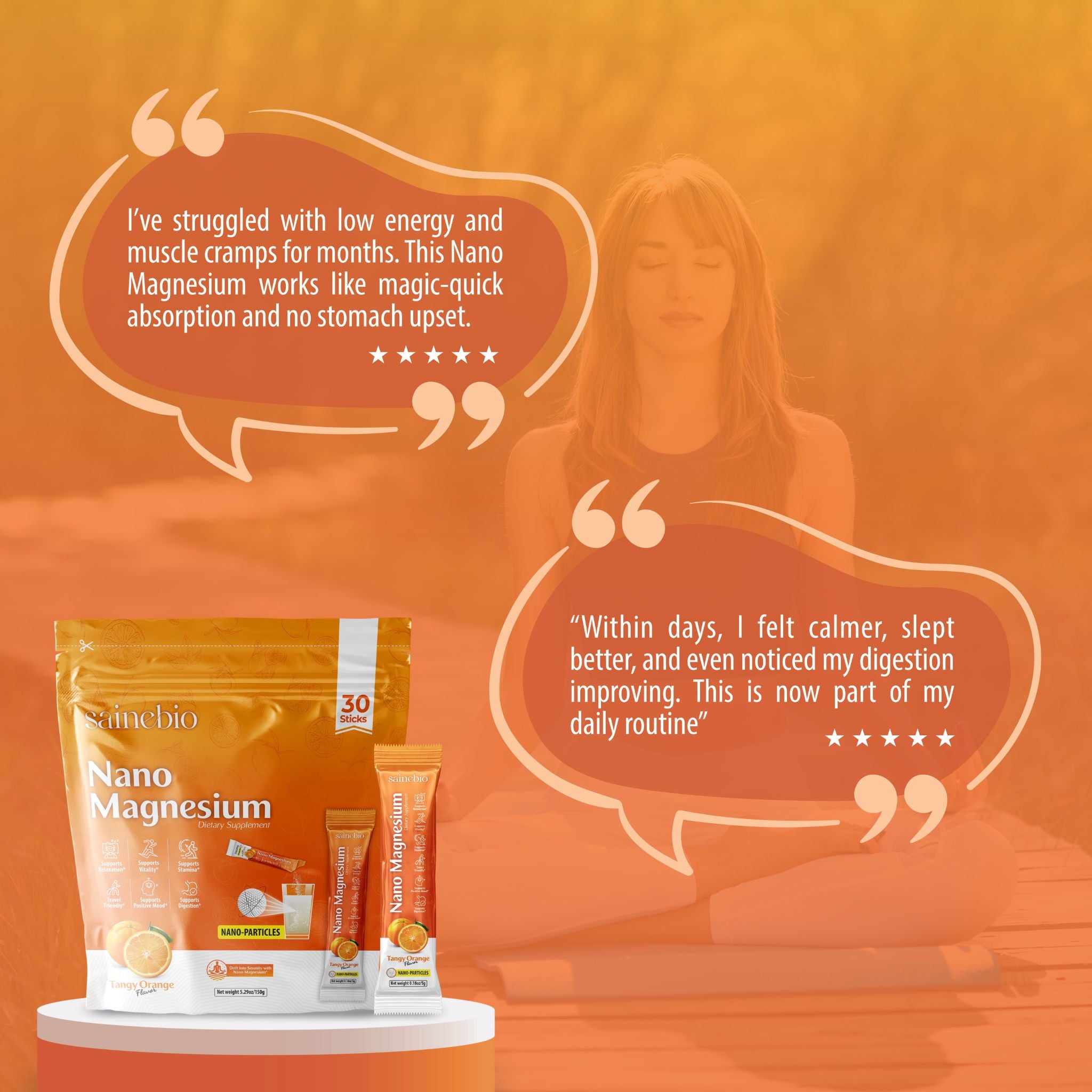 Sainebio Nano Magnesium Powder Tangy Orange Flavour