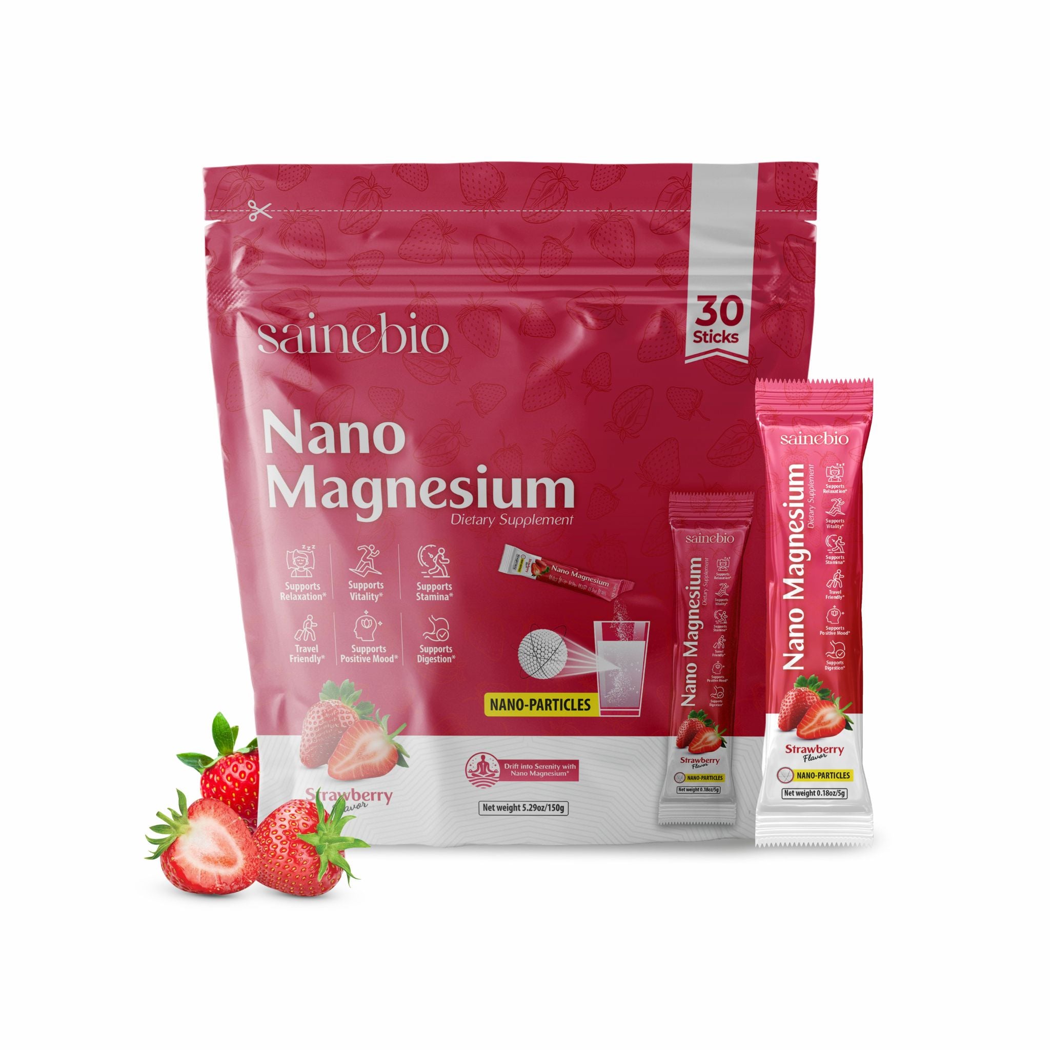 Sainebio Nano Magnesium Powder Strawberry Flavour