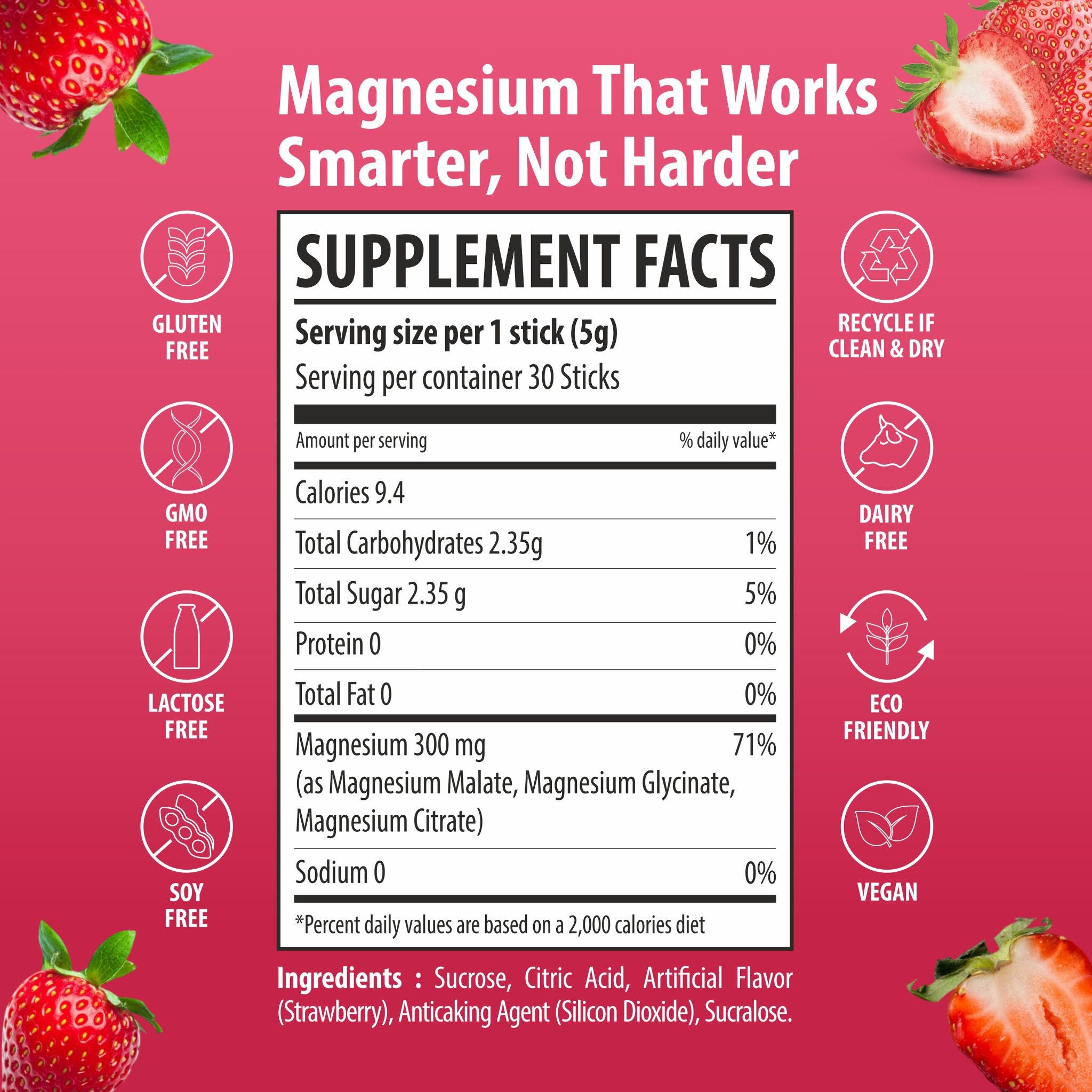 Sainebio Nano Magnesium Powder Strawberry Flavour