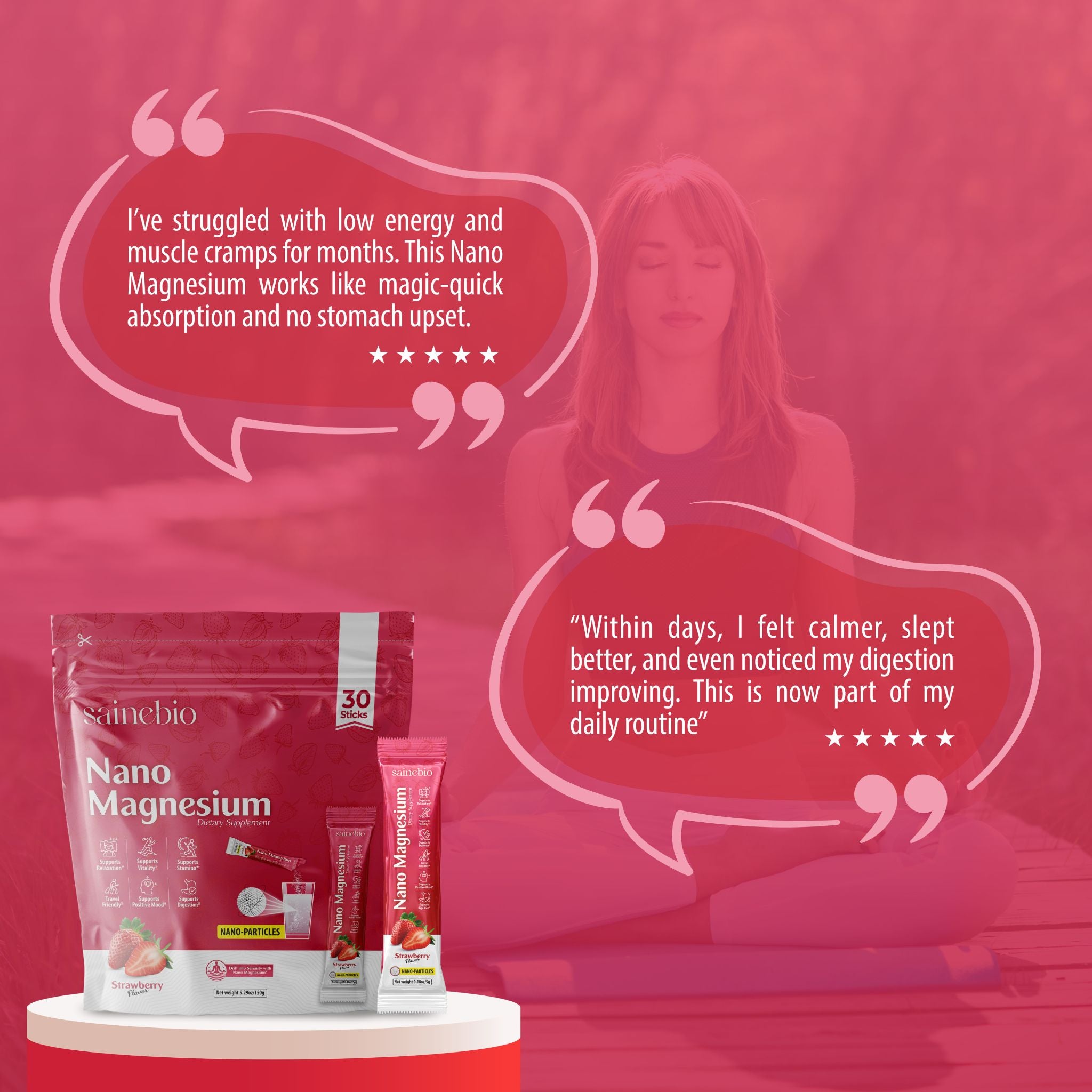 Sainebio Nano Magnesium Powder Strawberry Flavour