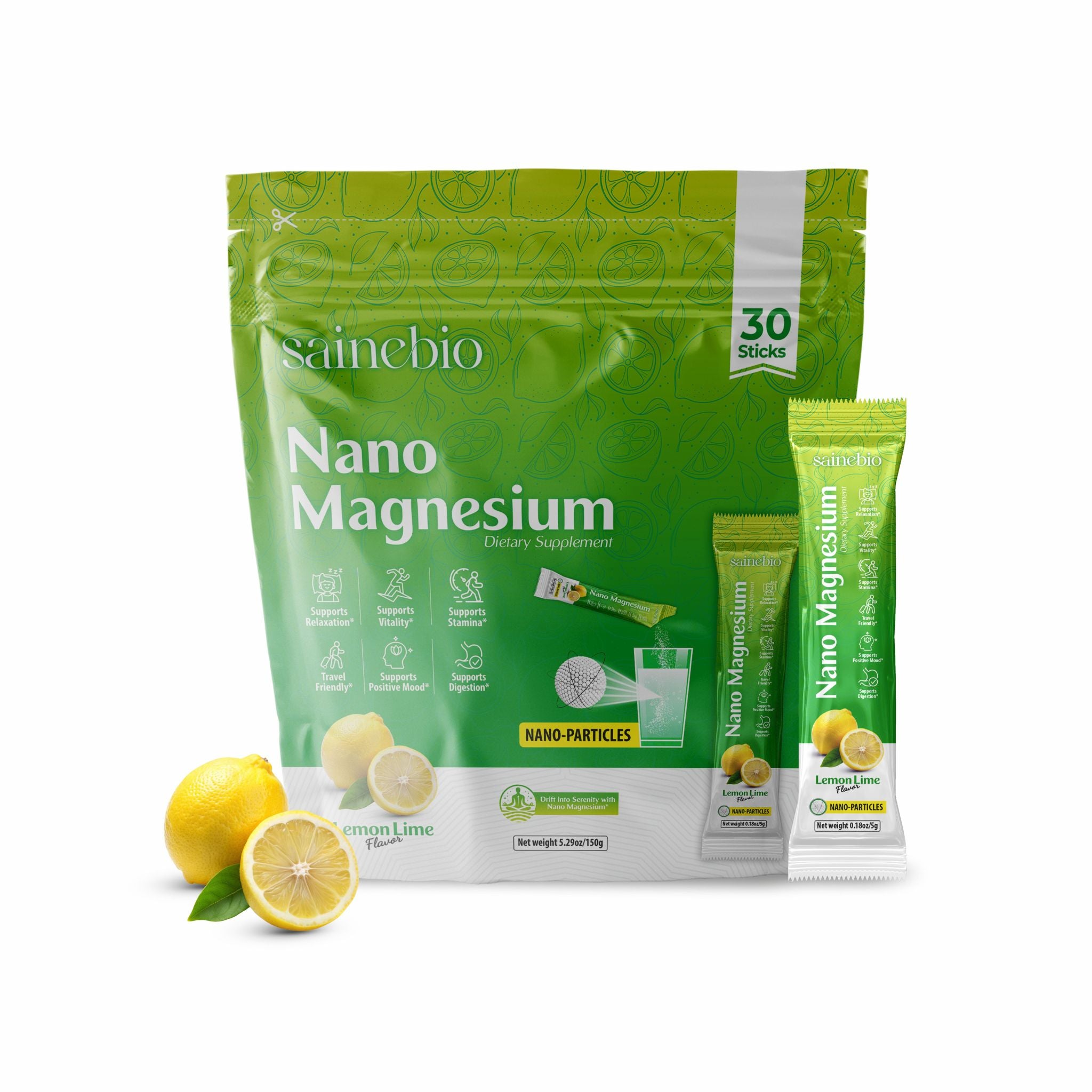 Sainebio Nano Magnesium Powder Lemon Lime Flavour