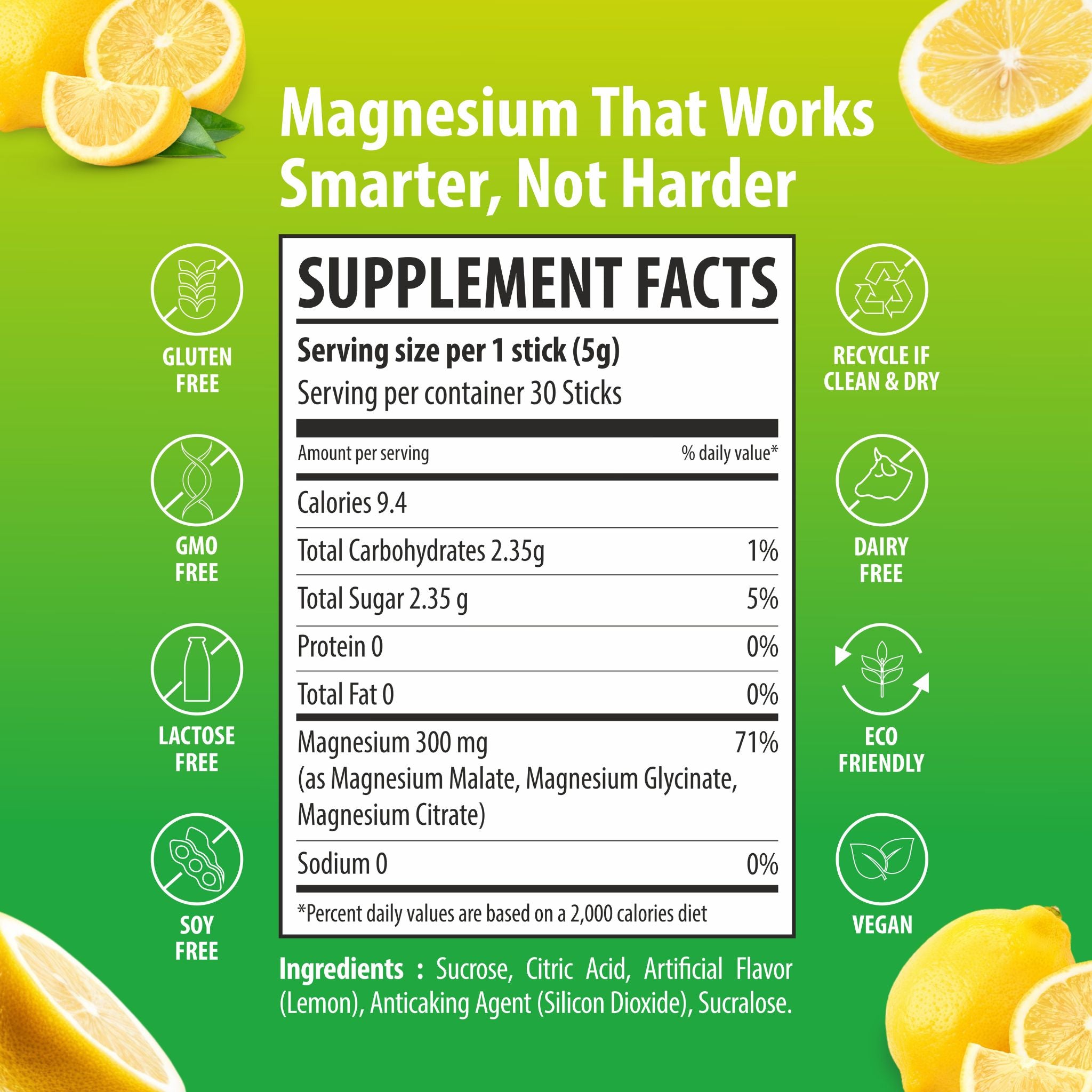Sainebio Nano Magnesium Powder Lemon Lime Flavour