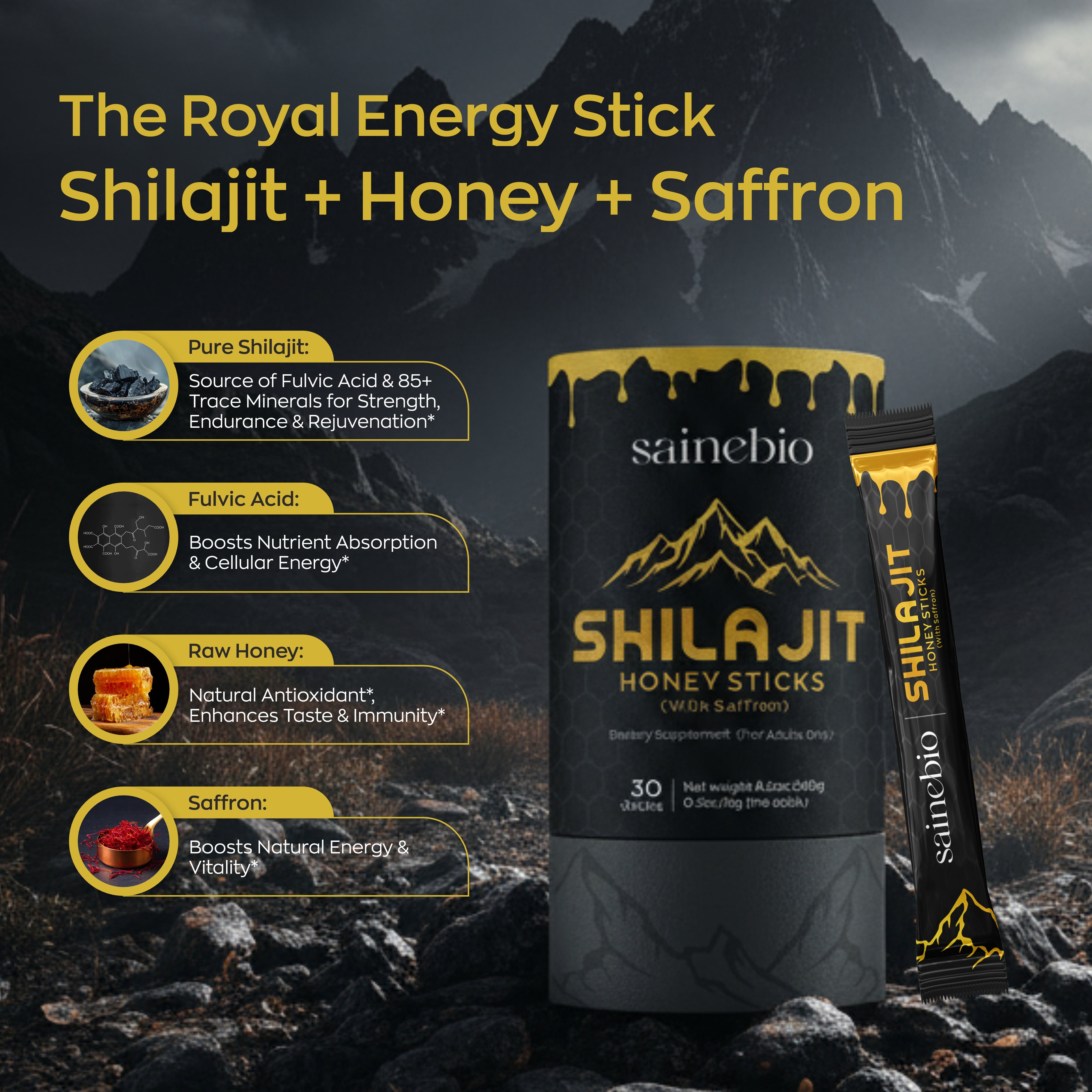 Saniebio Shilajit Honey Stick