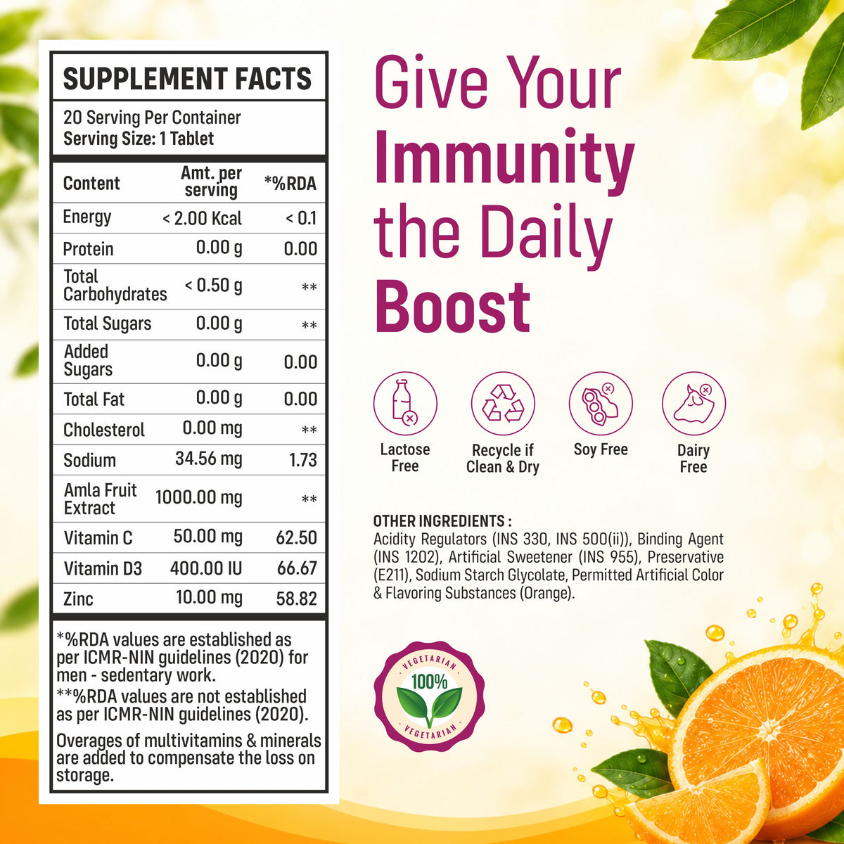 Sainebio Vitamin C 1000 mg & Zinc 10 mg