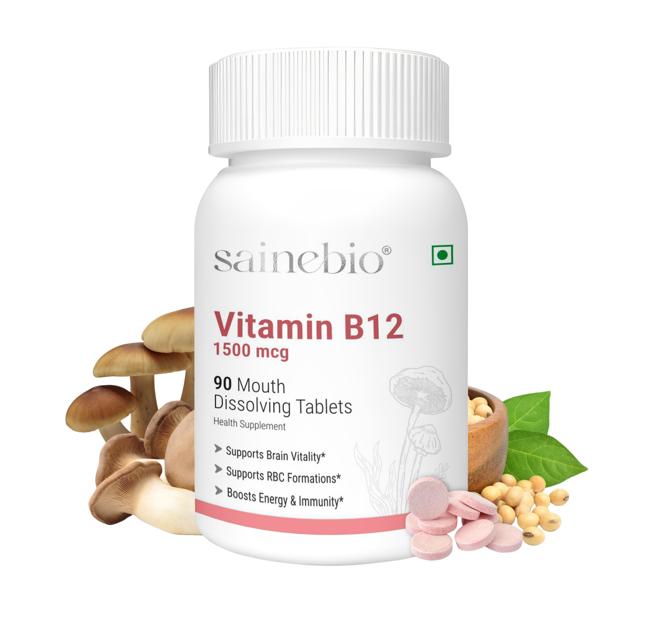 Sainebio Vitamin B12 1500 mcg Tablets – Energy & Supports Focus