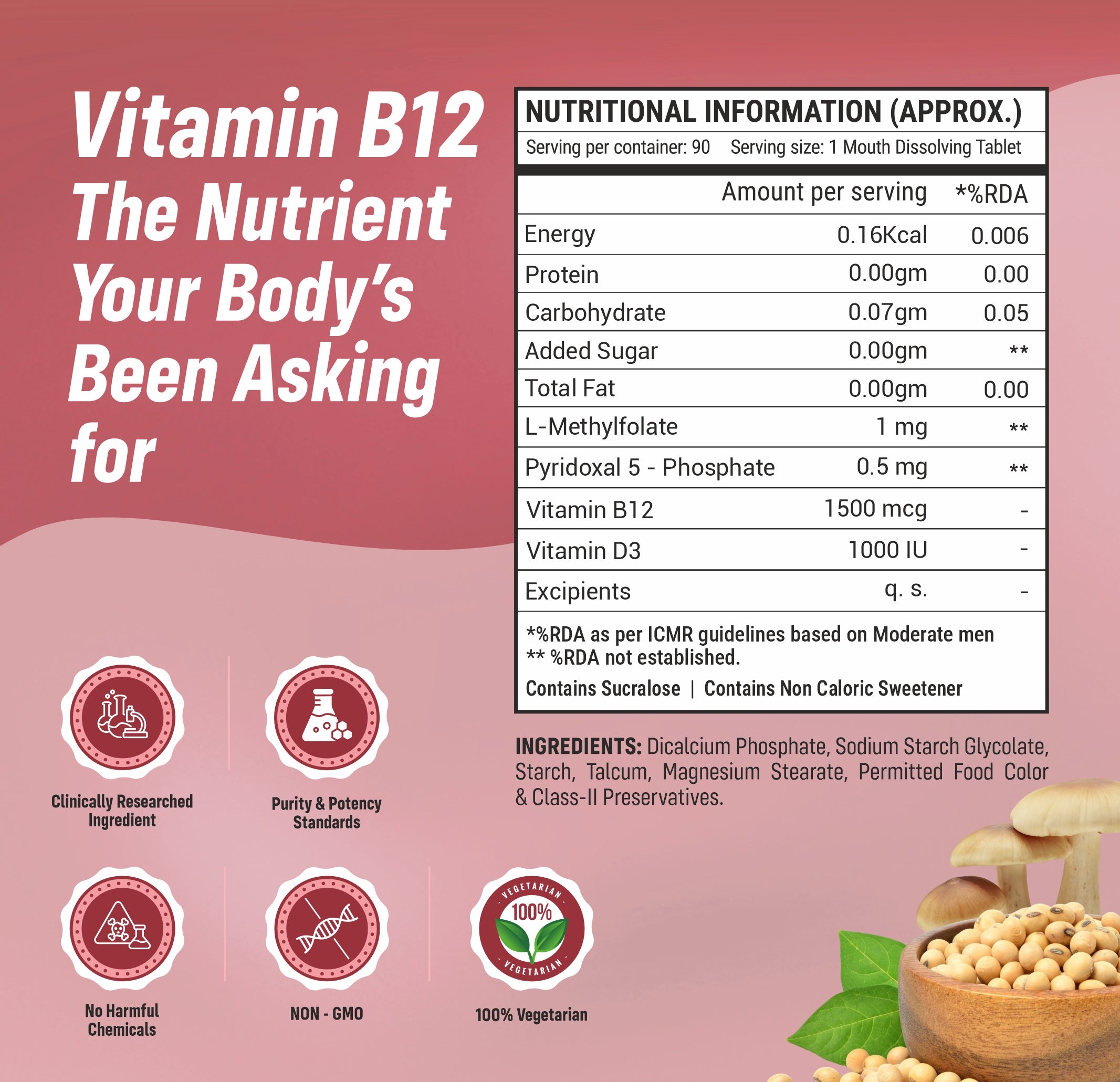 Sainebio Vitamin B12 1500 mcg Tablets – Energy & Supports Focus