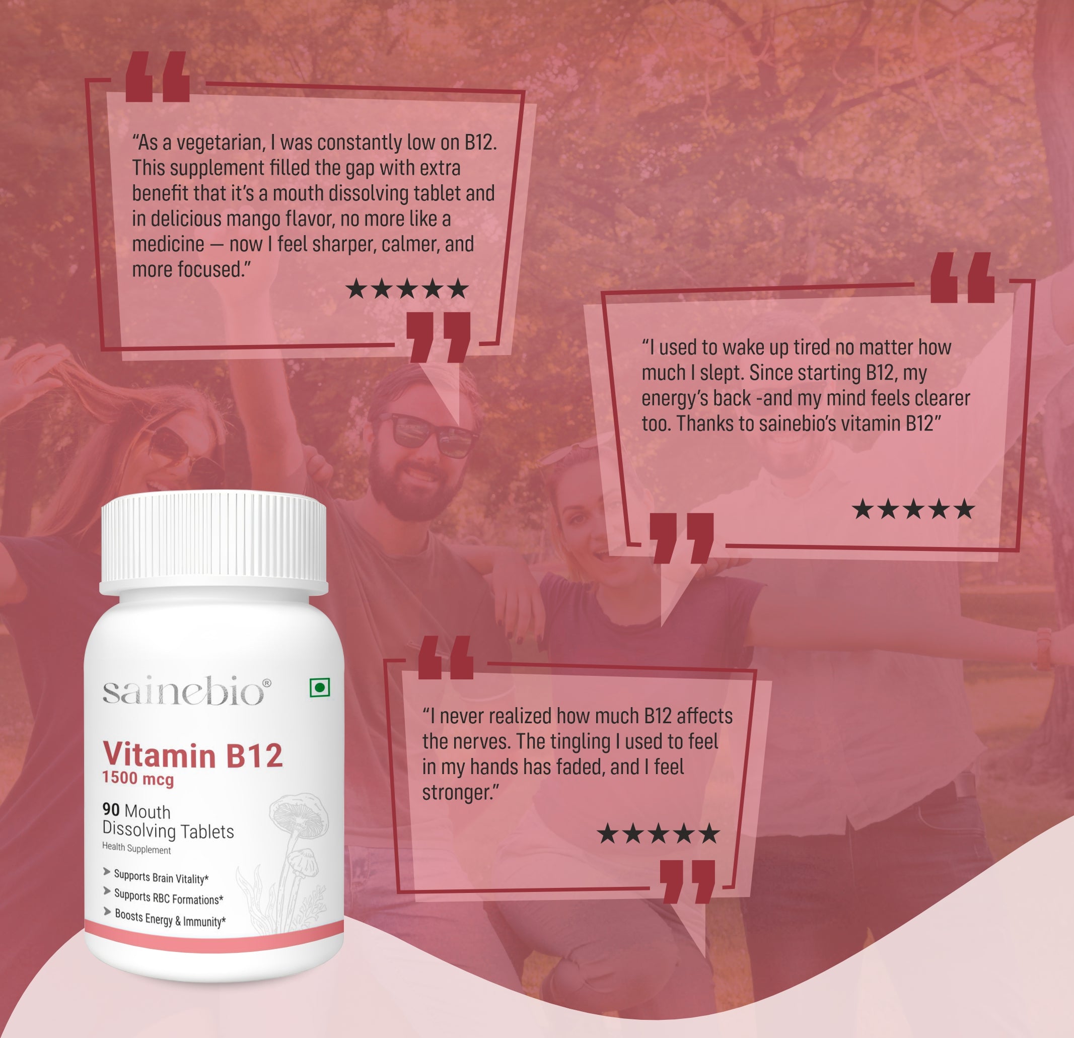 Sainebio Vitamin B12 1500 mcg Tablets – Energy & Supports Focus