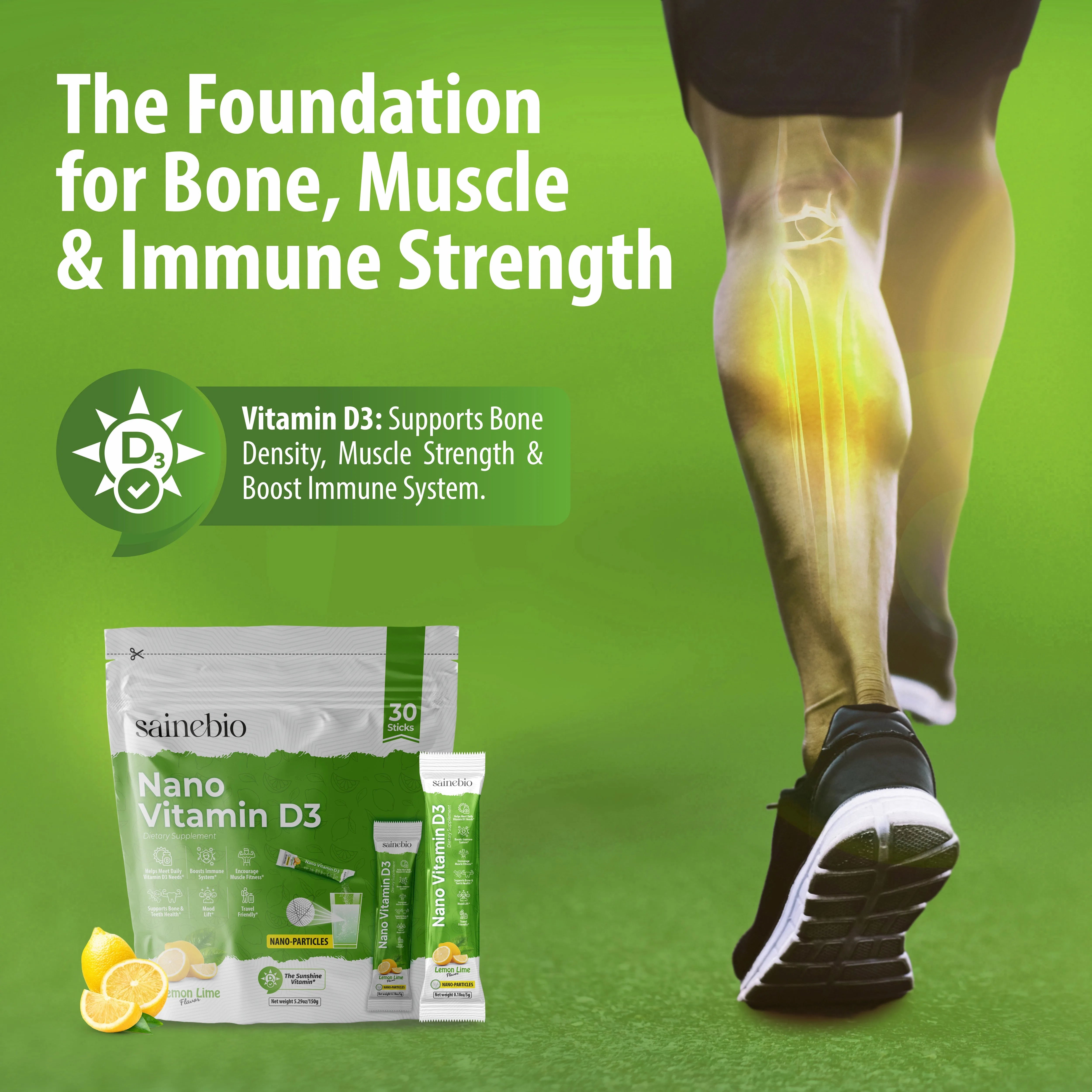 Sainebio Nano Vitamin D3 Powder Lemon Lime Flavour