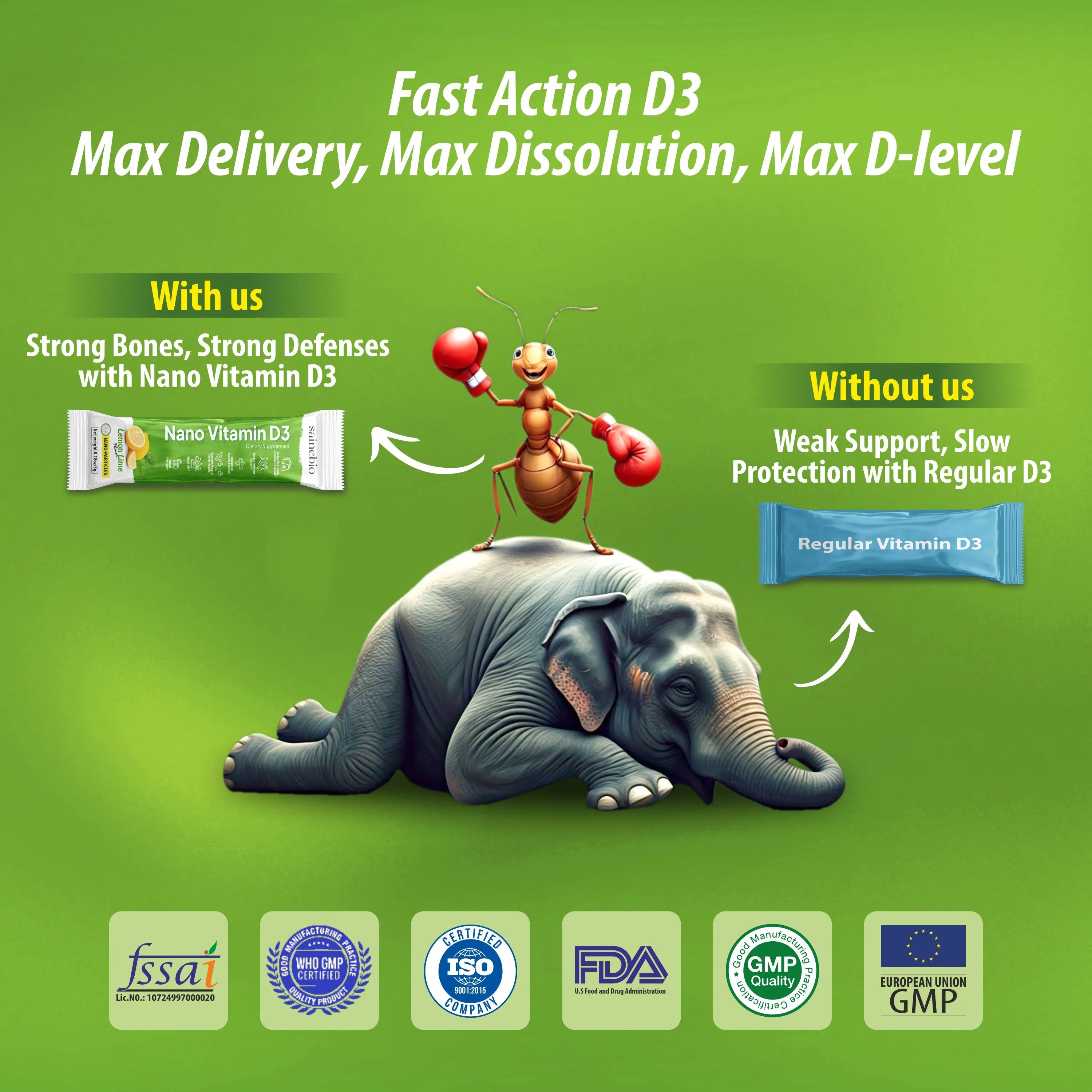 Sainebio Nano Vitamin D3 Powder Lemon Lime Flavour