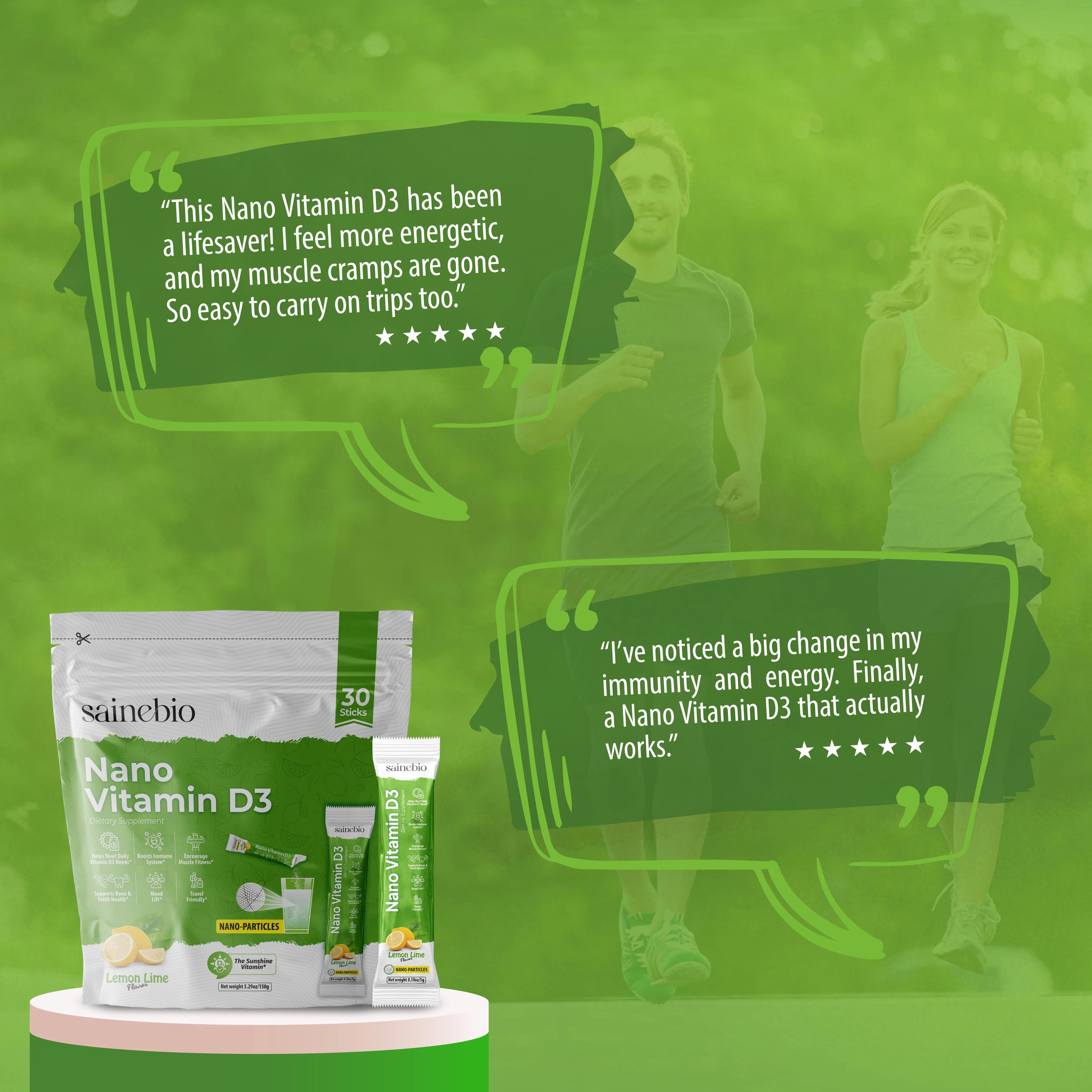 Sainebio Nano Vitamin D3 Powder Lemon Lime Flavour