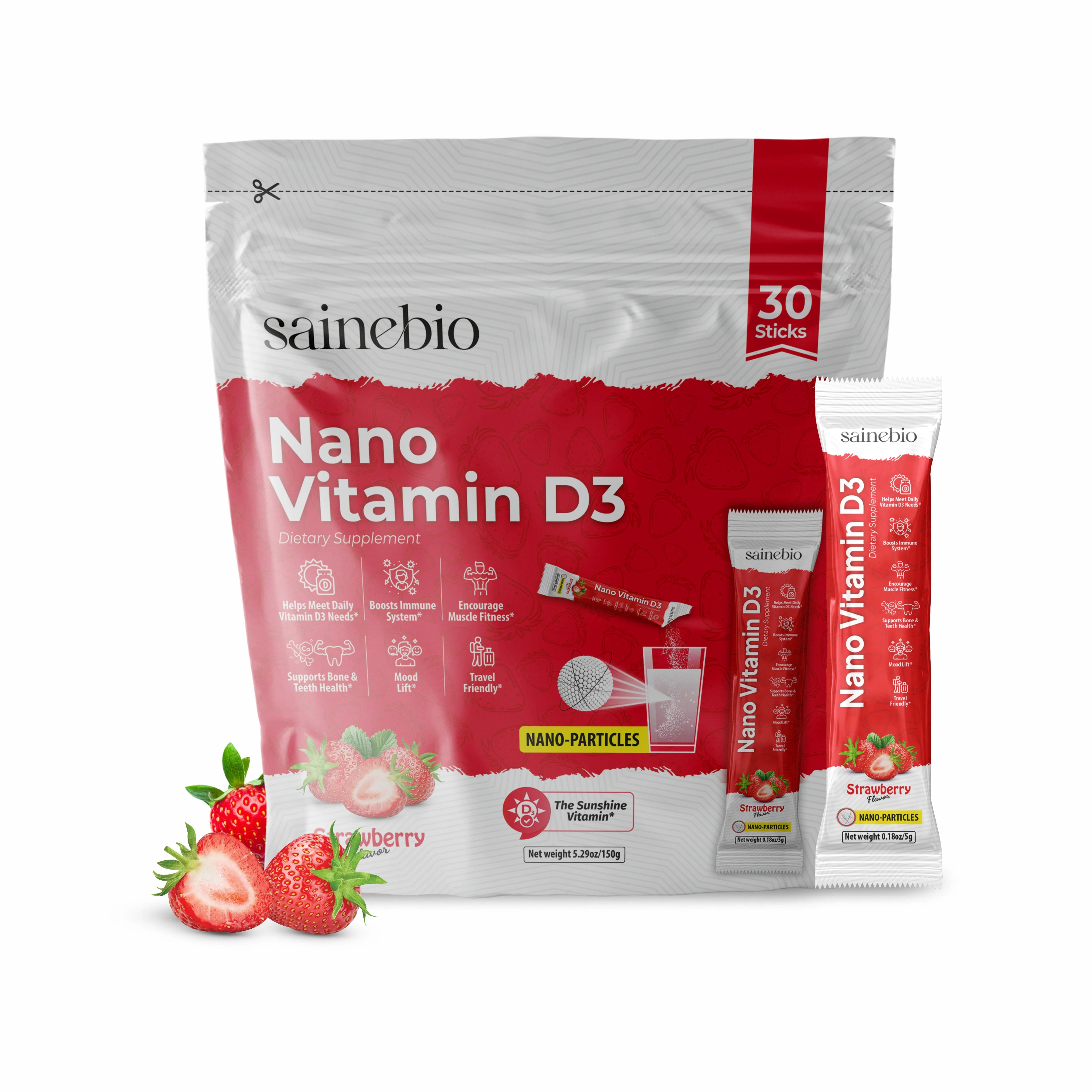 Sainebio Nano Vitamin D3 Powder Strawberry Flavour