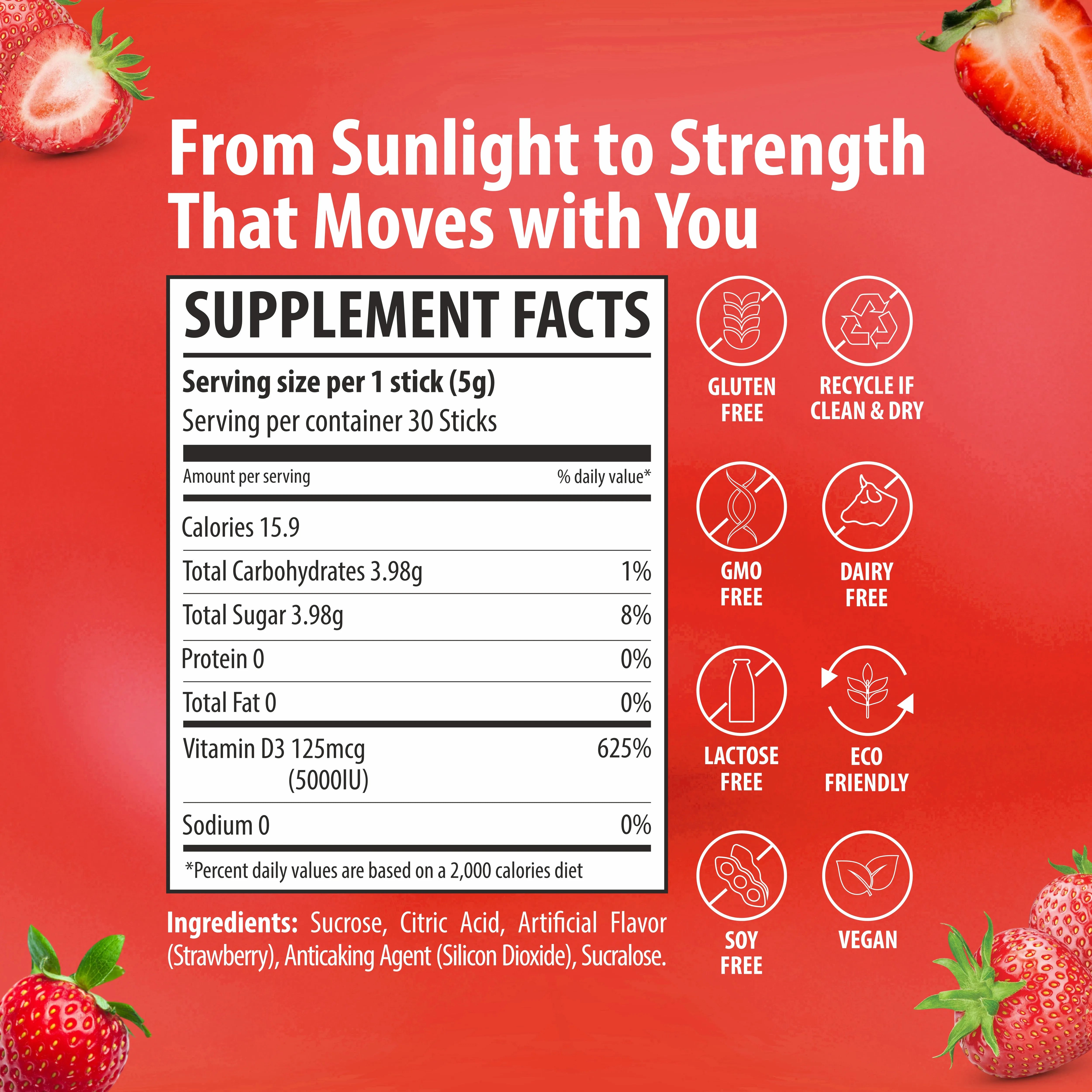 Sainebio Nano Vitamin D3 Powder Strawberry Flavour