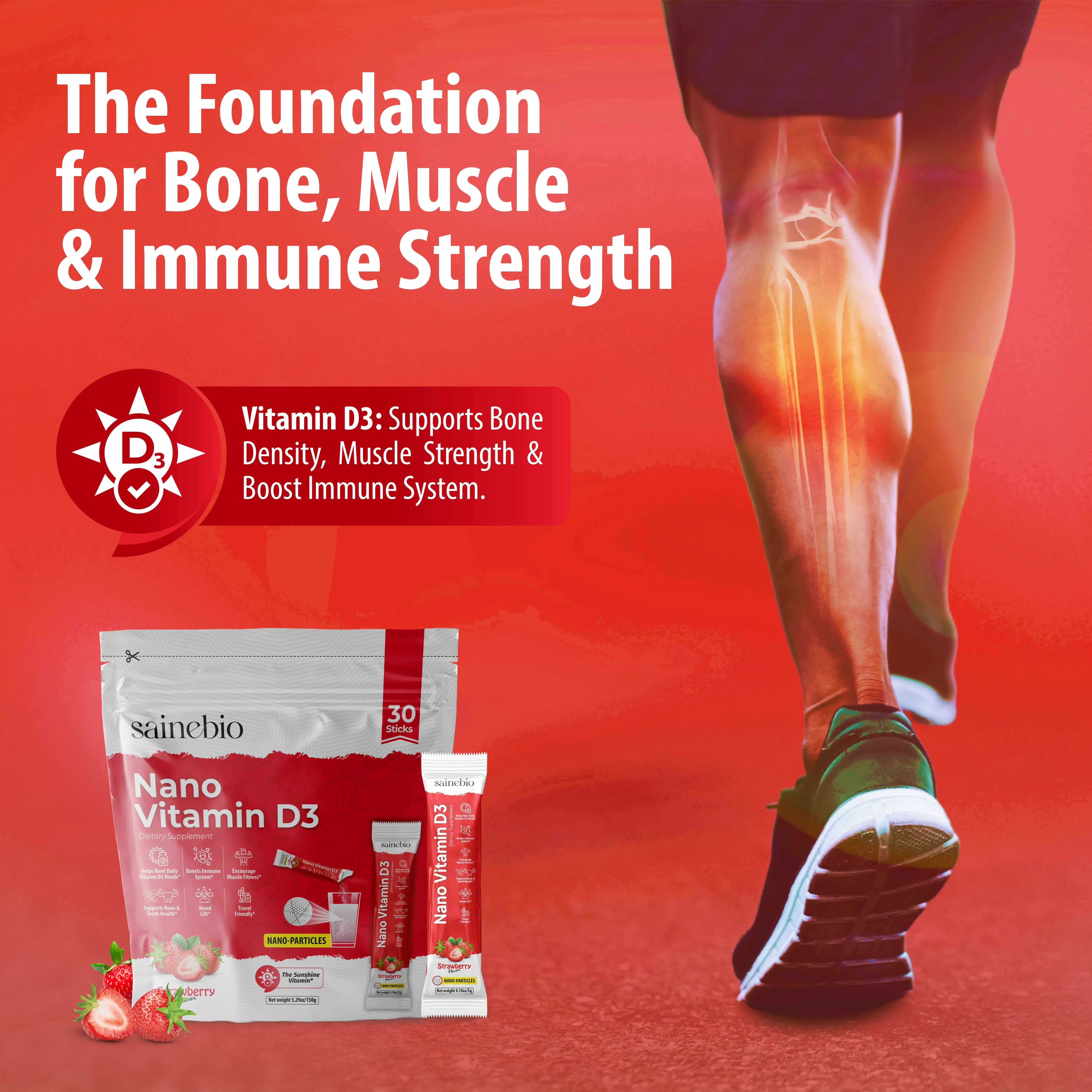 Sainebio Nano Vitamin D3 Powder Strawberry Flavour