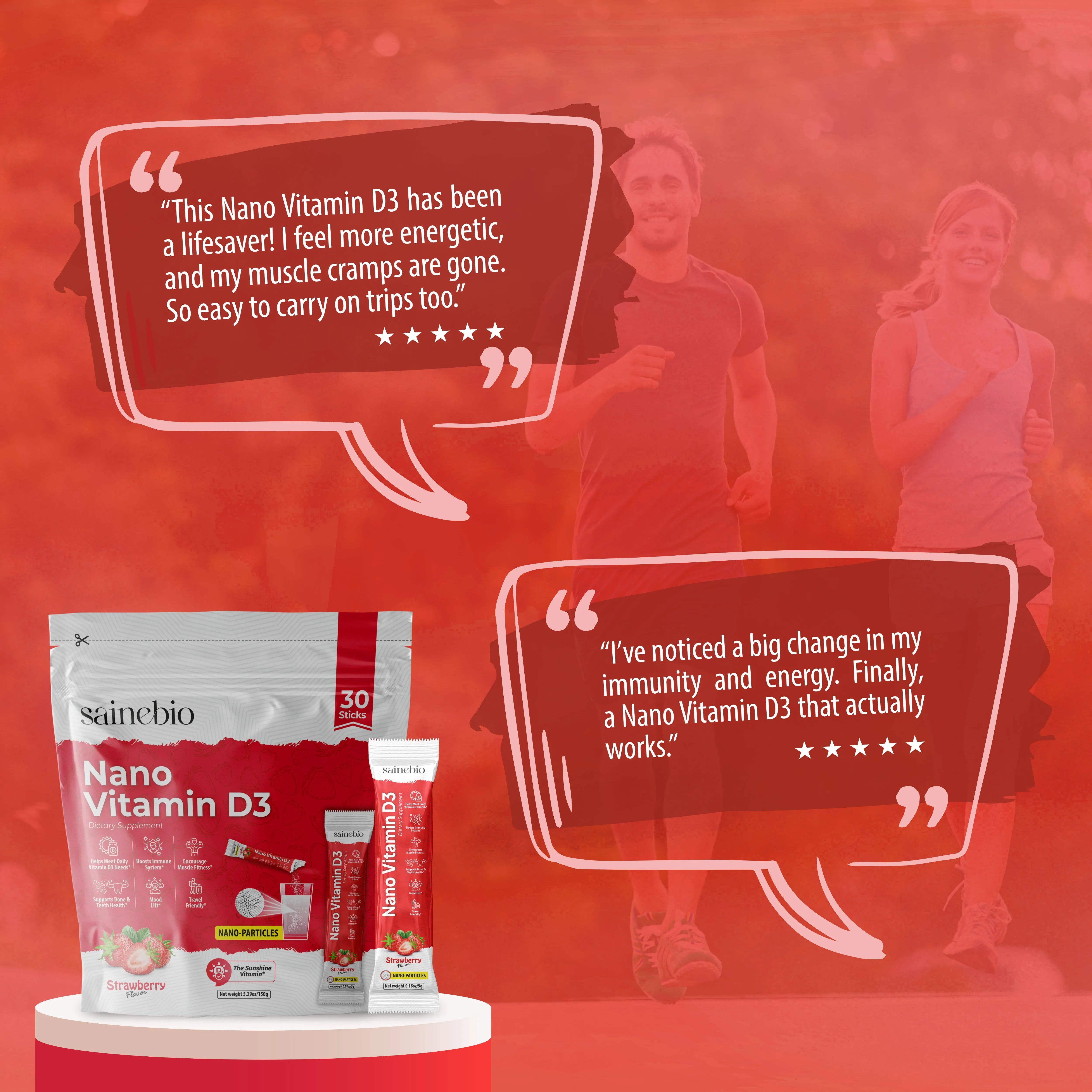 Sainebio Nano Vitamin D3 Powder Strawberry Flavour